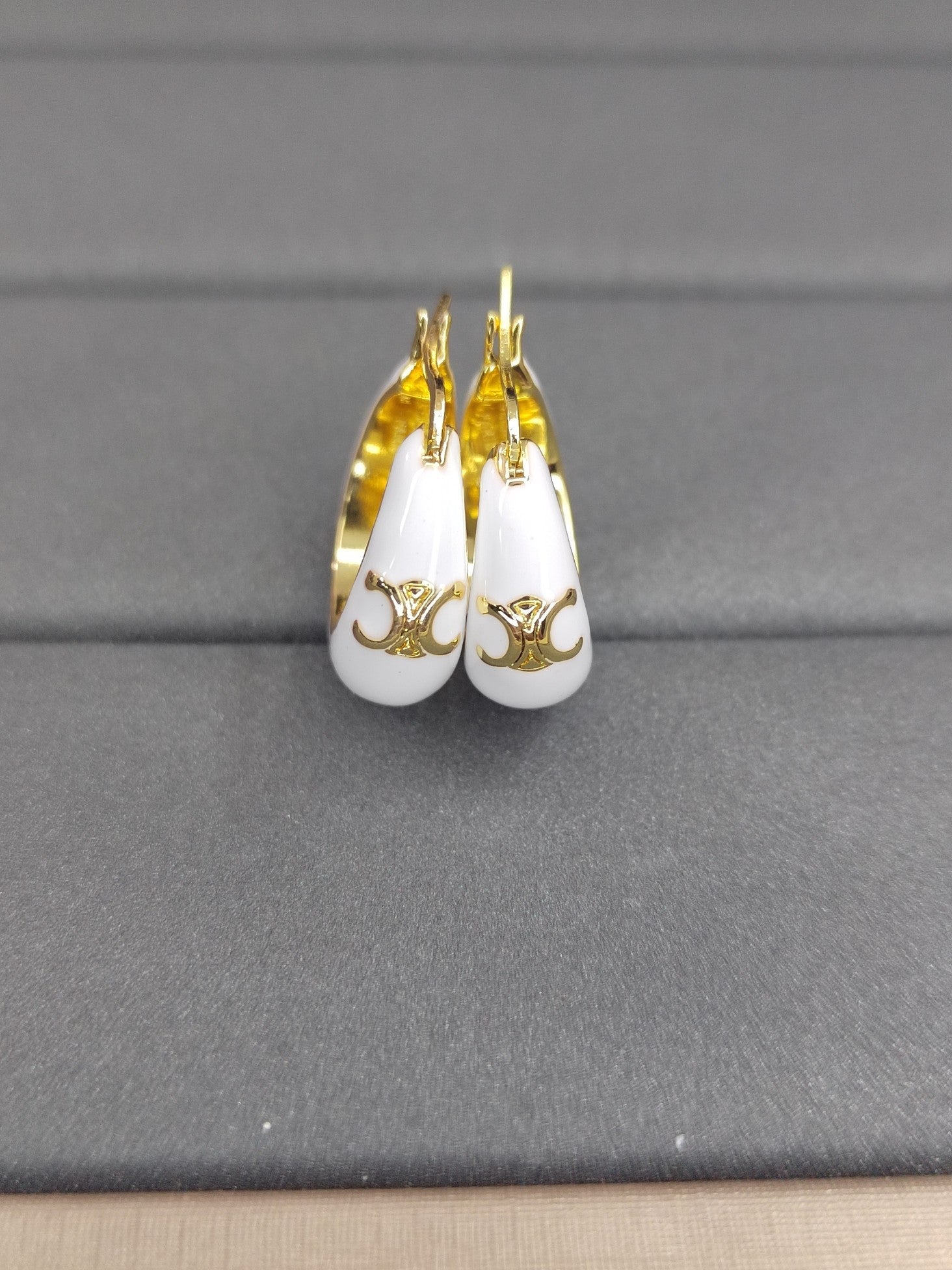 Celine White Pearl 18K Gold Earrings