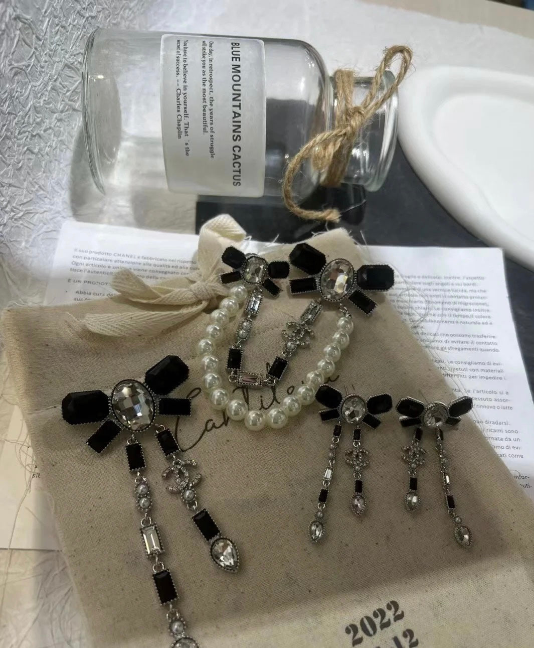Chanel Bow Tie Crystals 18K Gold Brooch