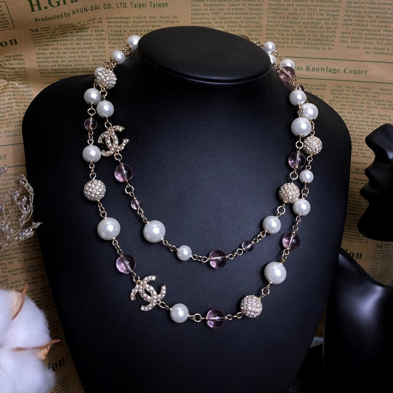 Chanel Black Pearl Diamond 18K Gold Necklace