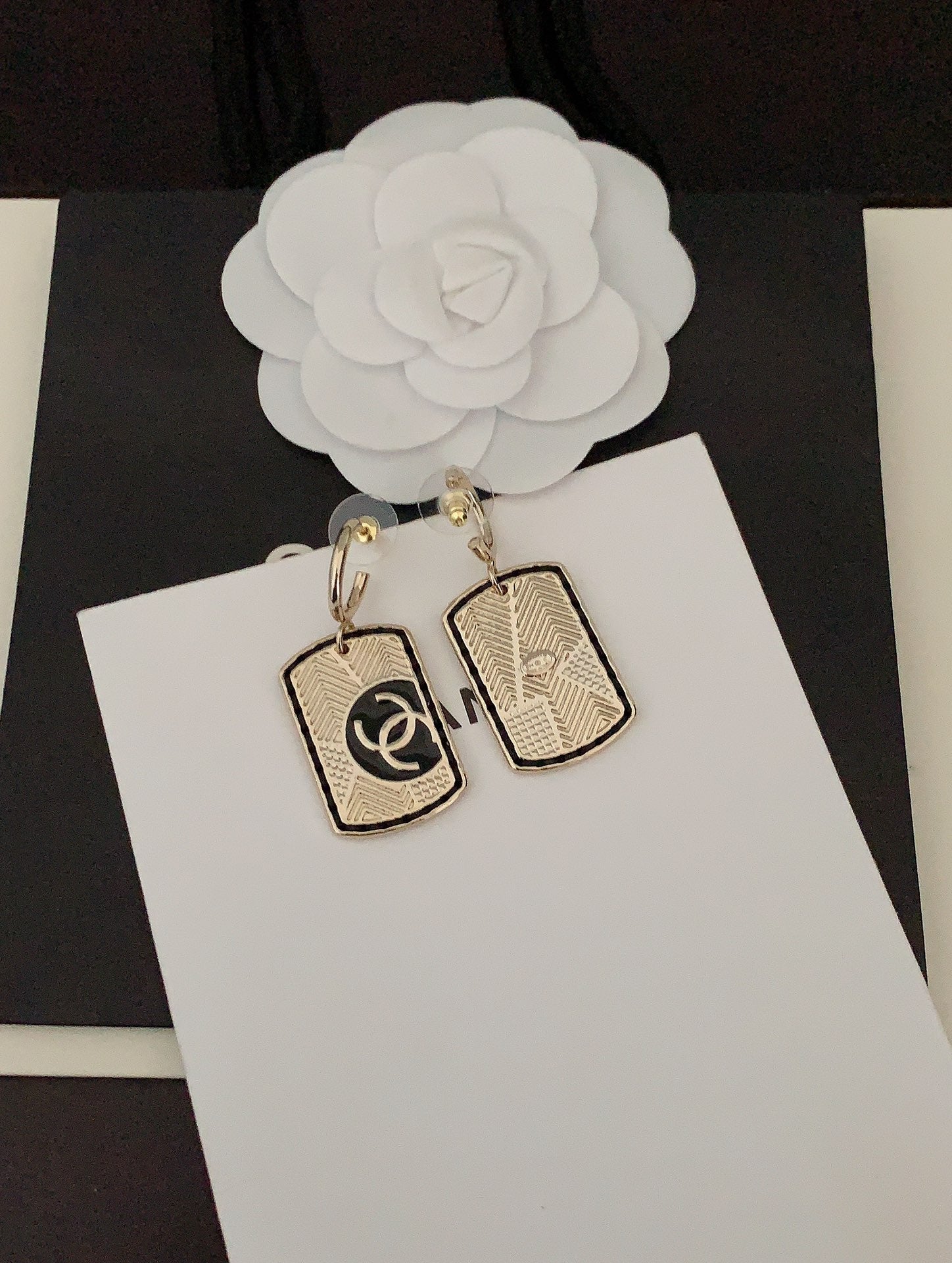 Chanel Plate 18K Gold Earrings