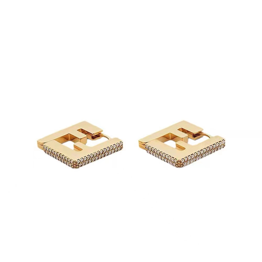 Fendi Forever Crystals 18K Gold Earrings