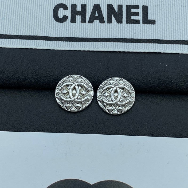 Chanel Round 18K White Gold Earrings