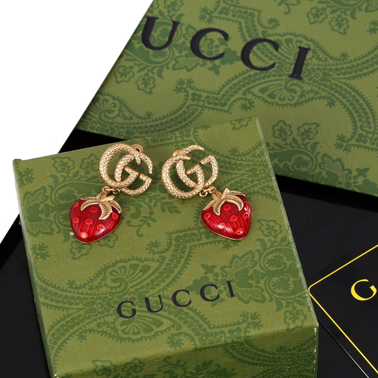 Gucci Double Strawberry 18K Gold Earrings
