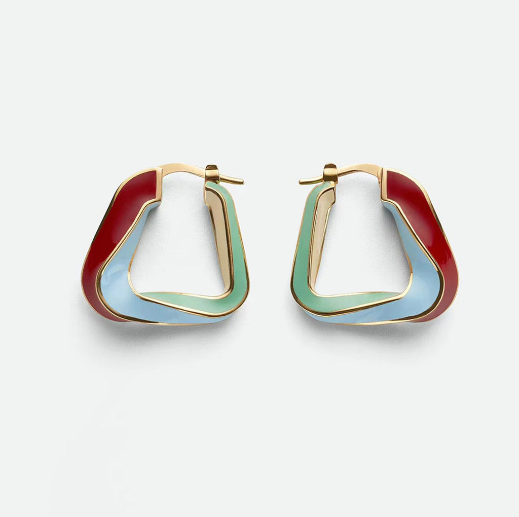 Bvlgari Twisted-triangle Hoop 18K Gold Earrings