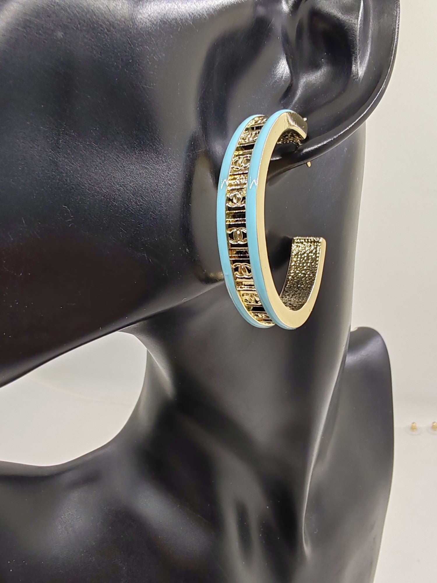 Chanel Blue Resin 18K Gold Earrings