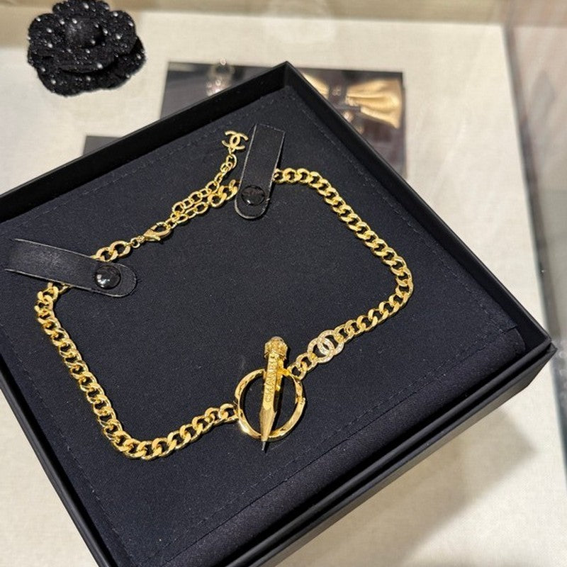 Chanel 25K Pen Choker 18K Gold Necklace