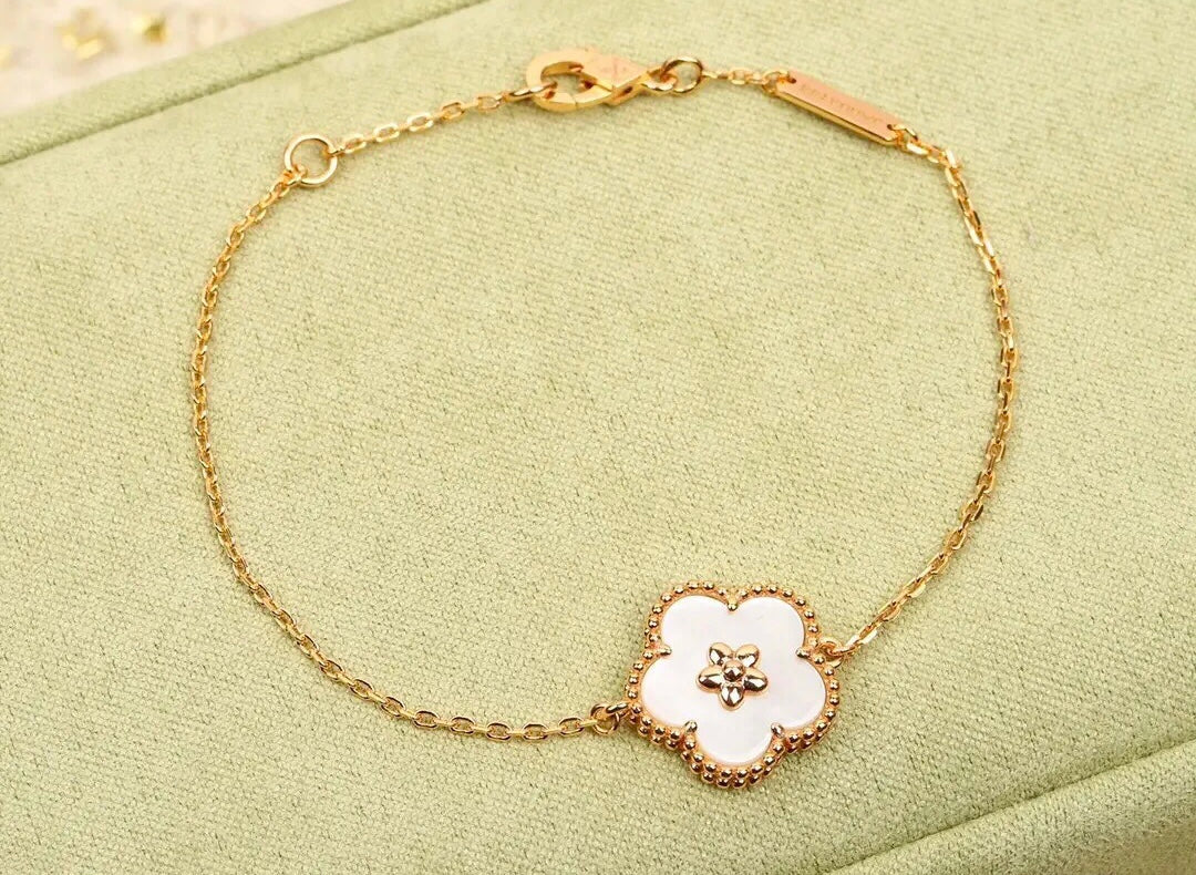 Lucky Spring Plum Blossom 18K Gold Bracelet