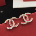 Chanel Pink Resin Crystals 18K Gold Earrings
