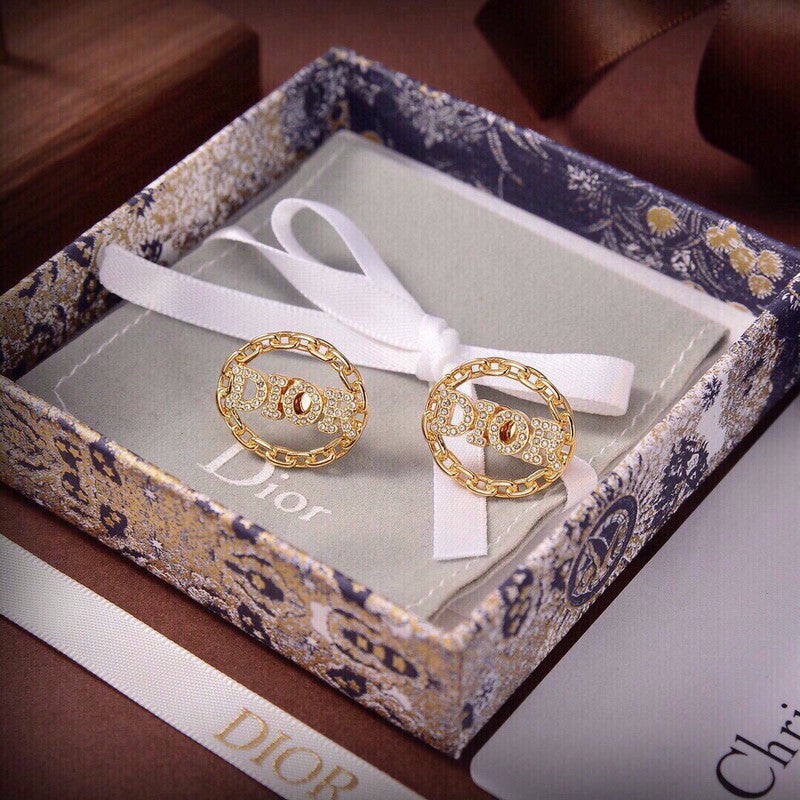 Dior Crystal 18K Gold Earrings