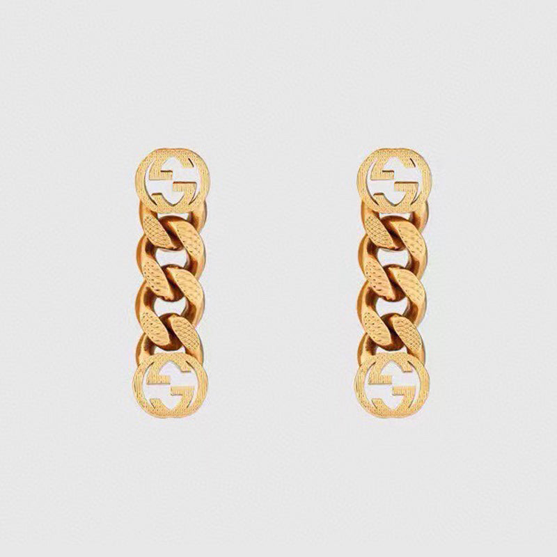 Gucci Double Chain 18K Gold Earrings