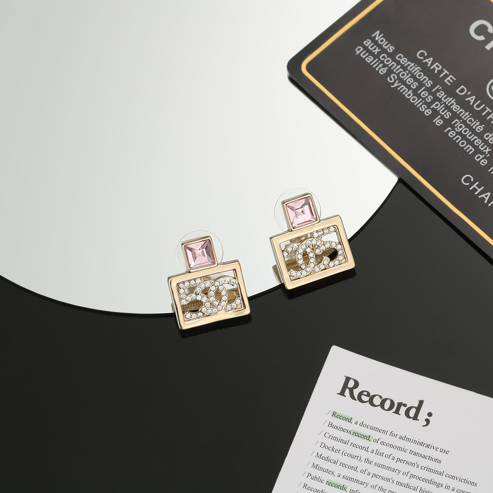 Chanel Square Diamond 18K Gold Earrings