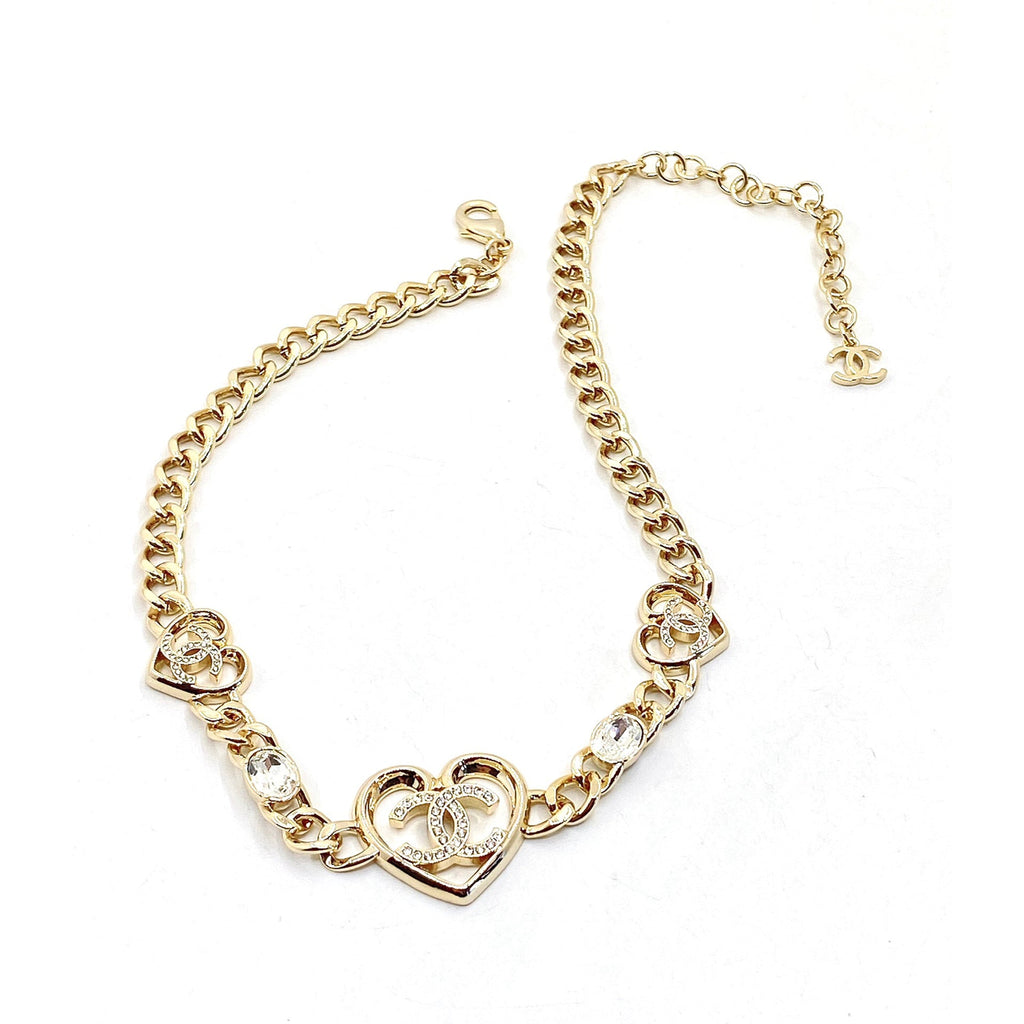 Chanel Heart Diamonds Chain 18K Gold Necklace