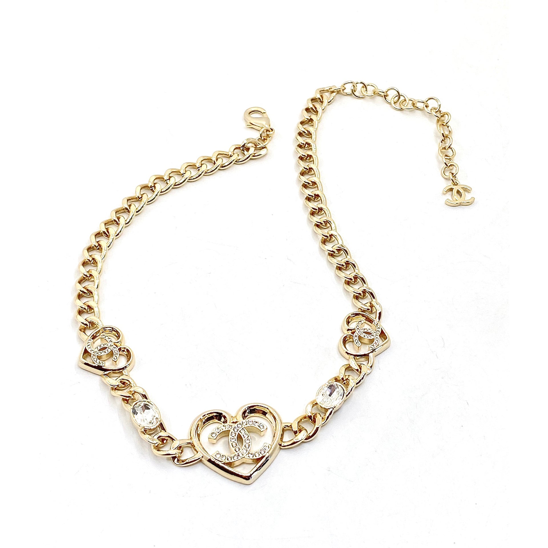 Chanel Heart Diamonds Chain 18K Gold Necklace
