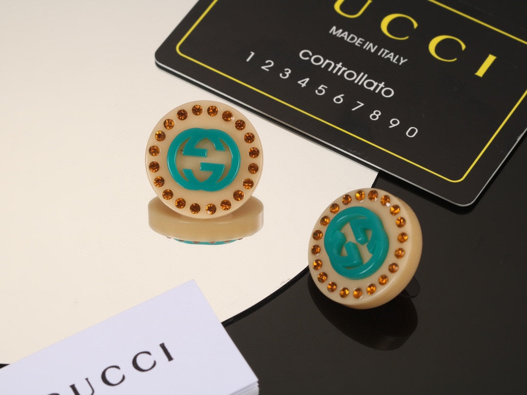 Gucci Double Resin 18K Gold Earrings