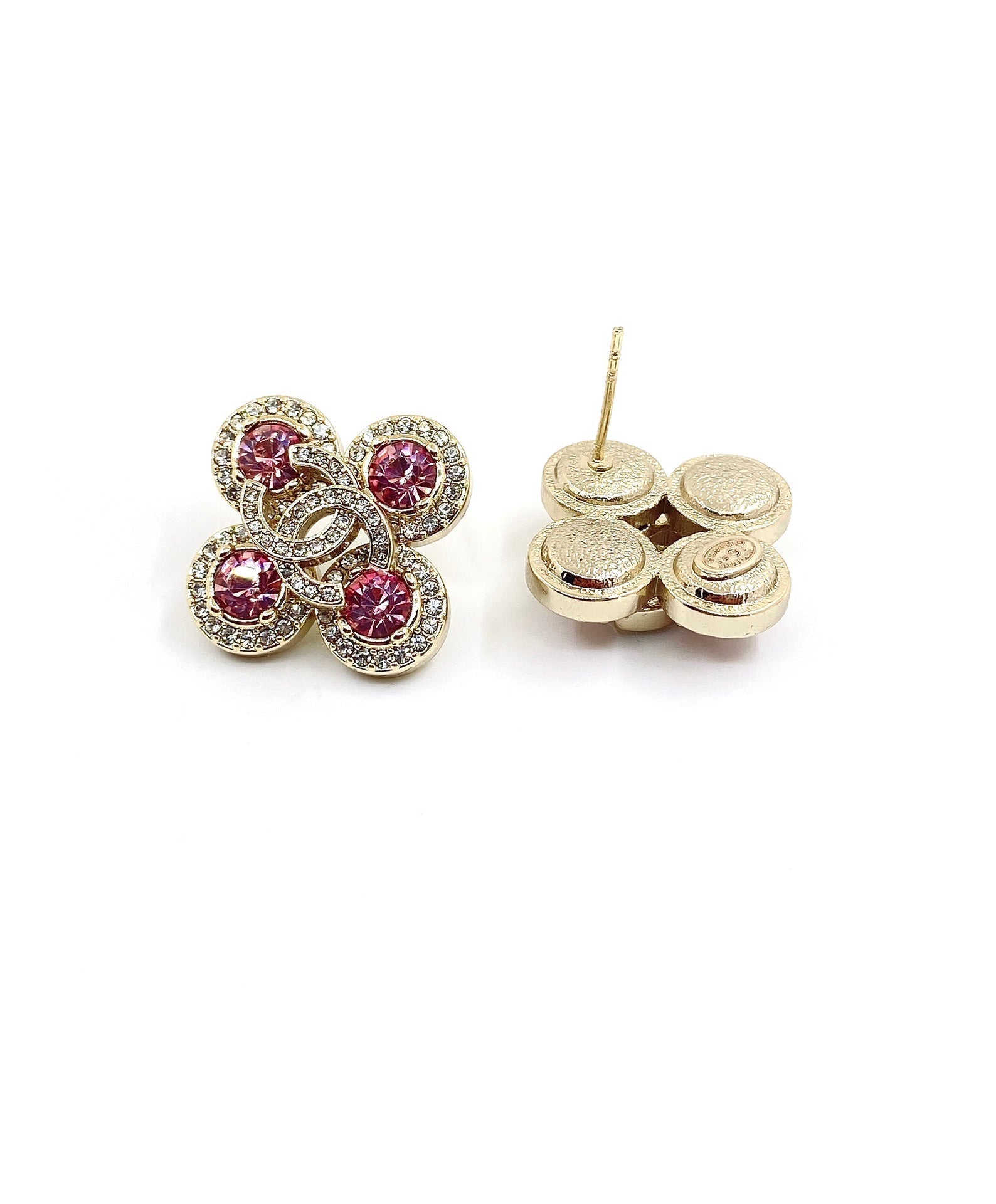 Chanel Pink Diamonds 18K Gold Earrings