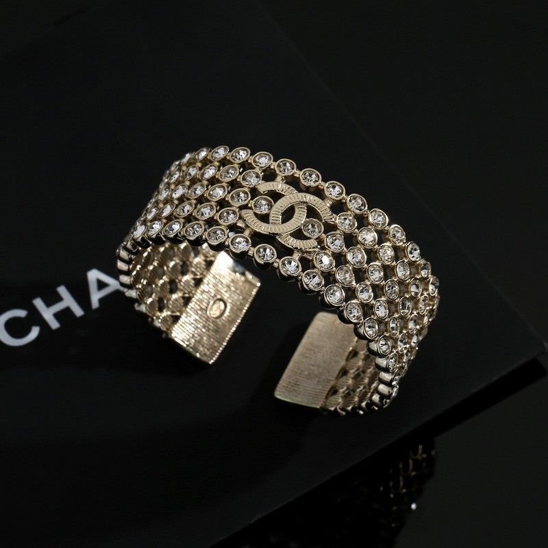 Chanel Diamond Cuff 18K Gold Bracelet
