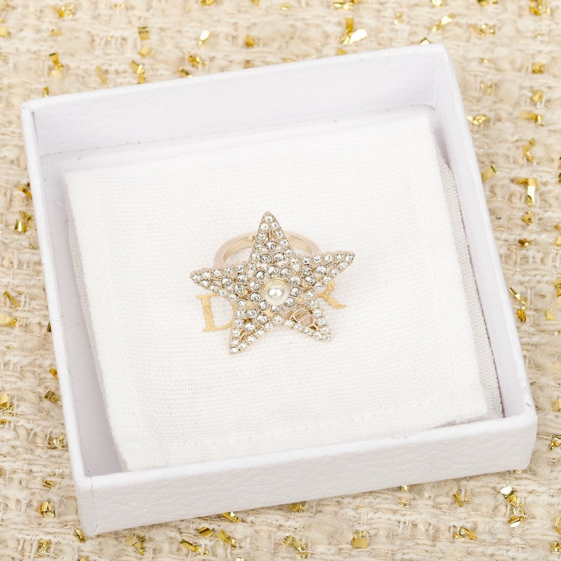 Dior Star Diamond 18K Gold Brooch