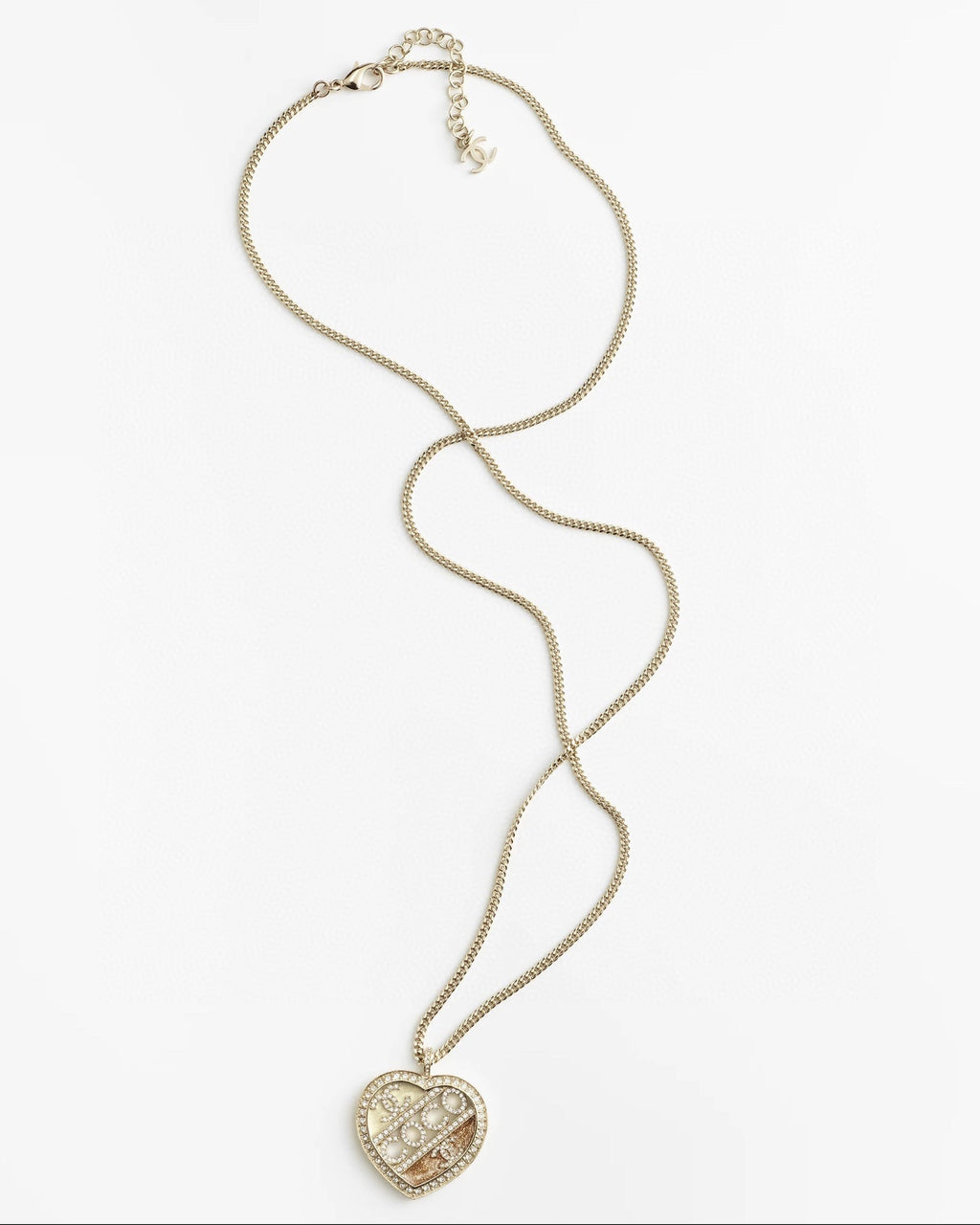 Chanel Heart Diamond Chain 18K Gold Necklace