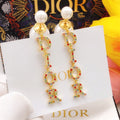 Dior Color Crystal Script 18K Gold Earrings