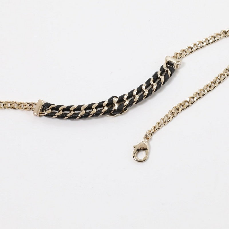 Chanel Vintage Gold Leather 18K Gold Necklace