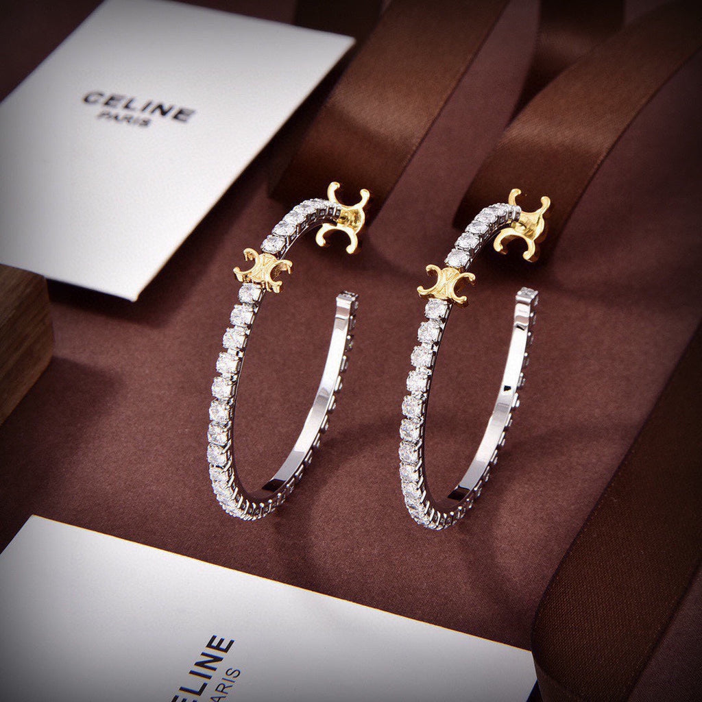 Celine Diamonds Hoops 18K Gold Earrings