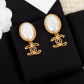 Chanel Big Pearl Pendant 18K Gold Earrings