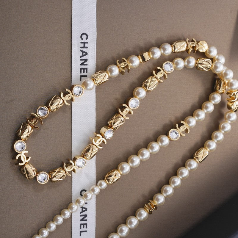 Chanel 26C Crystal Long 18K Gold Necklace