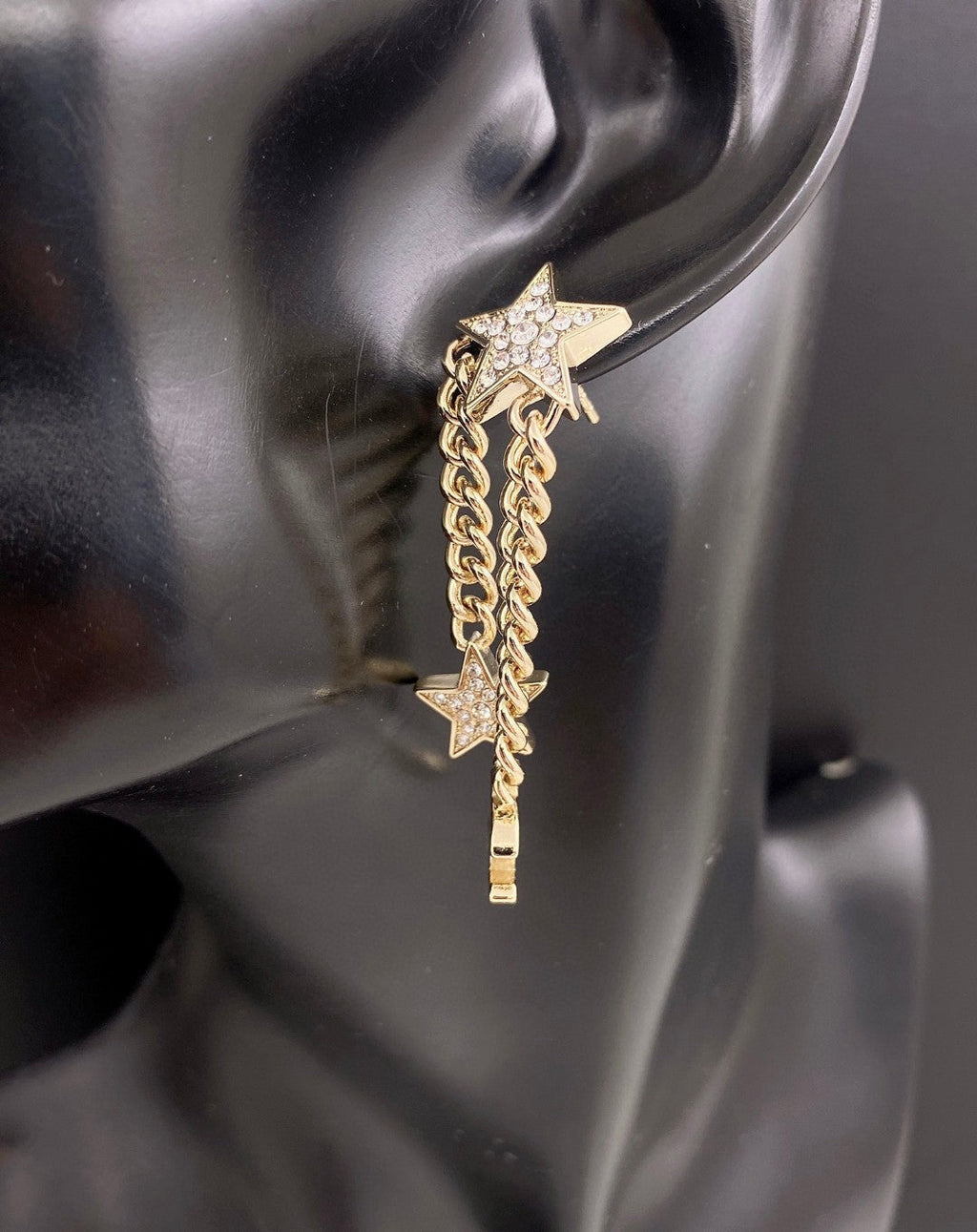 Chanel Star Diamonds Long 18K Gold Earrings