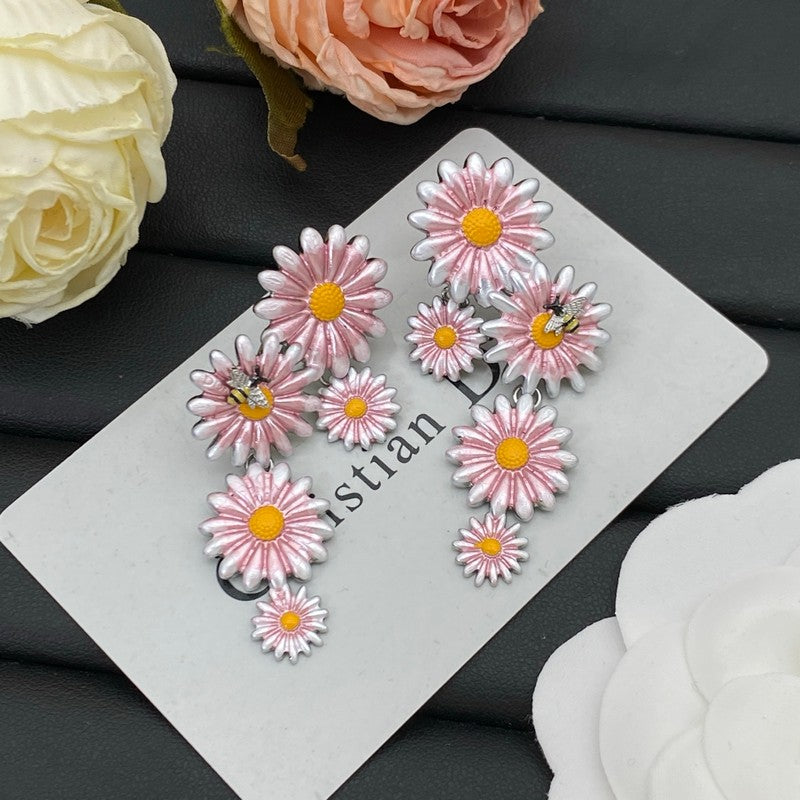 Dior Pink Flower 18K Gold Earrings