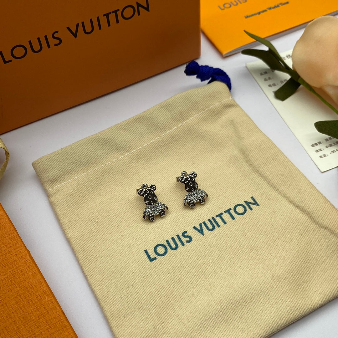 Louis Vuitton Bear 18K Gold Earrings