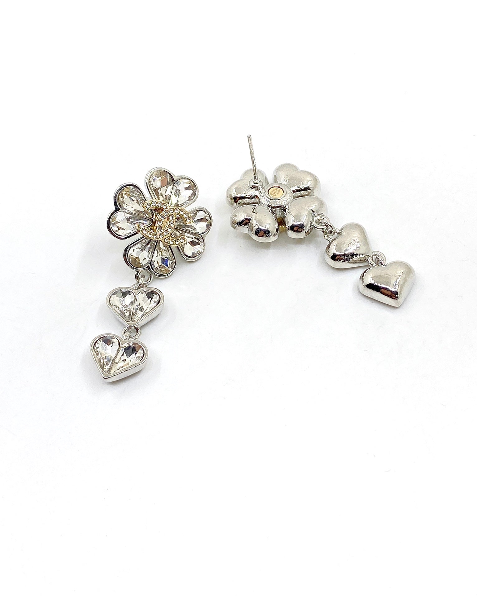Chanel Crystal Flower 18K Gold Earrings