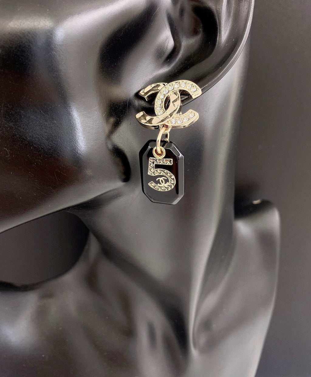 Chanel No.5 Perfume Bottle 18K Gold Earrings