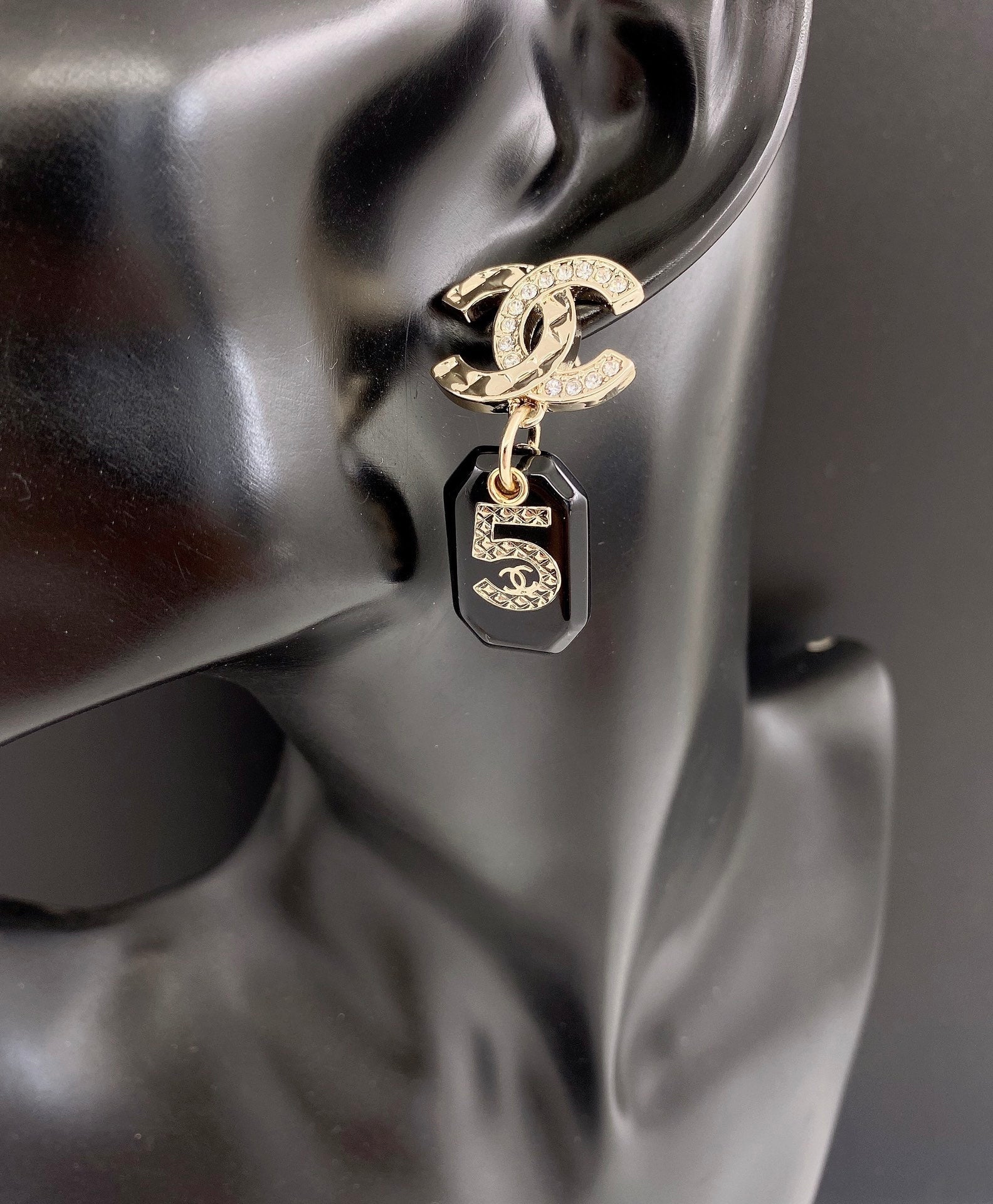 Chanel No.5 Perfume Bottle 18K Gold Earrings