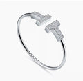 Tiffany Wide Diamond Wire 18K Gold Bracelet