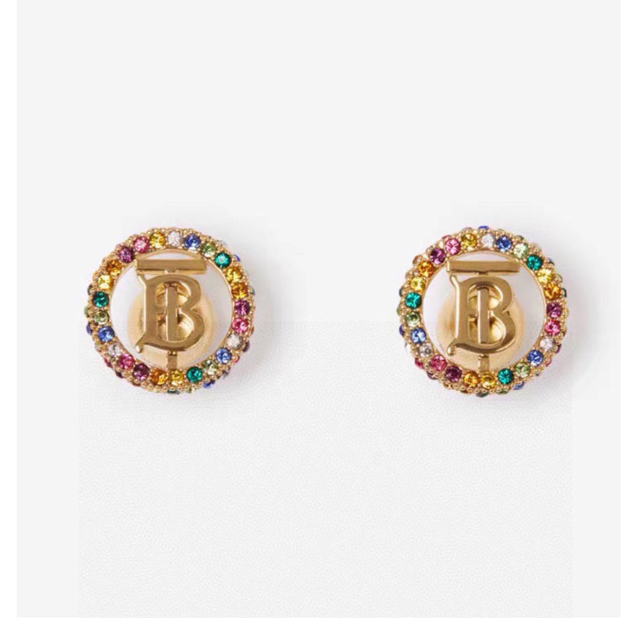 Balenciaga Color Crystals 18K Gold Earrings