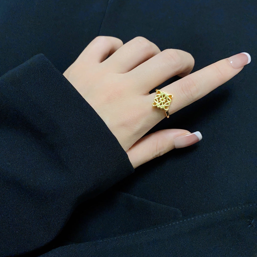 LOEWE Anagram Single Anagram 18K Gold Ring