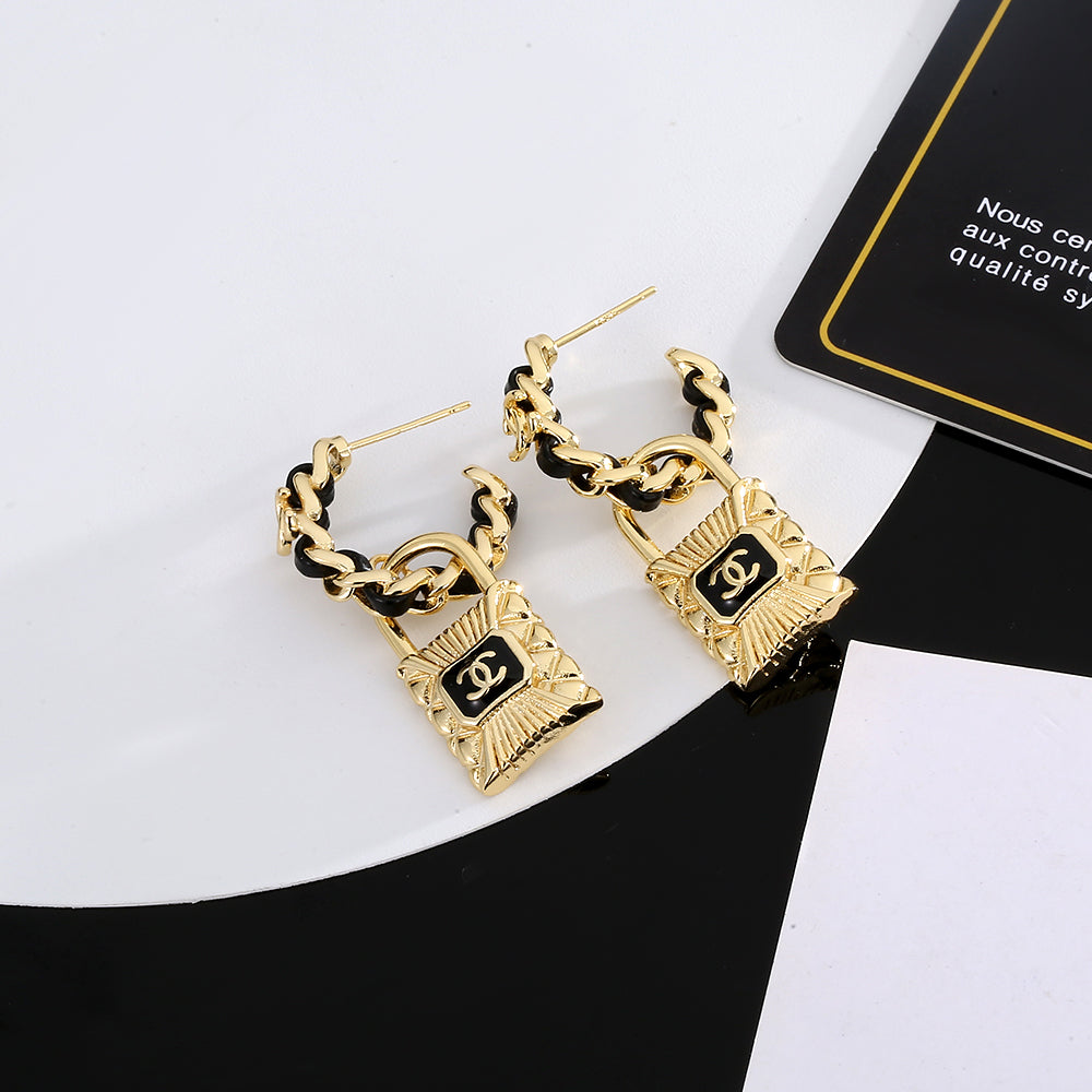 Chanel Lock 18K Gold Earrings