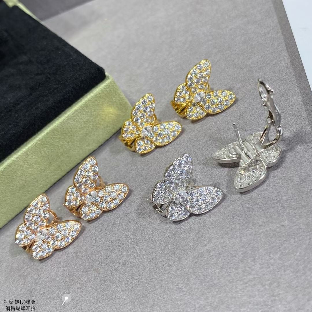 Two Butterfly Diamonds 18K Gold Earrings