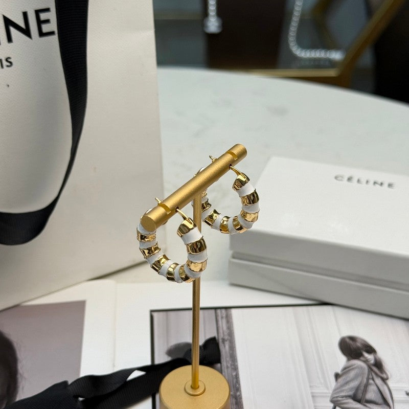 Celine Pearl Round Gold 18K Gold Earrings