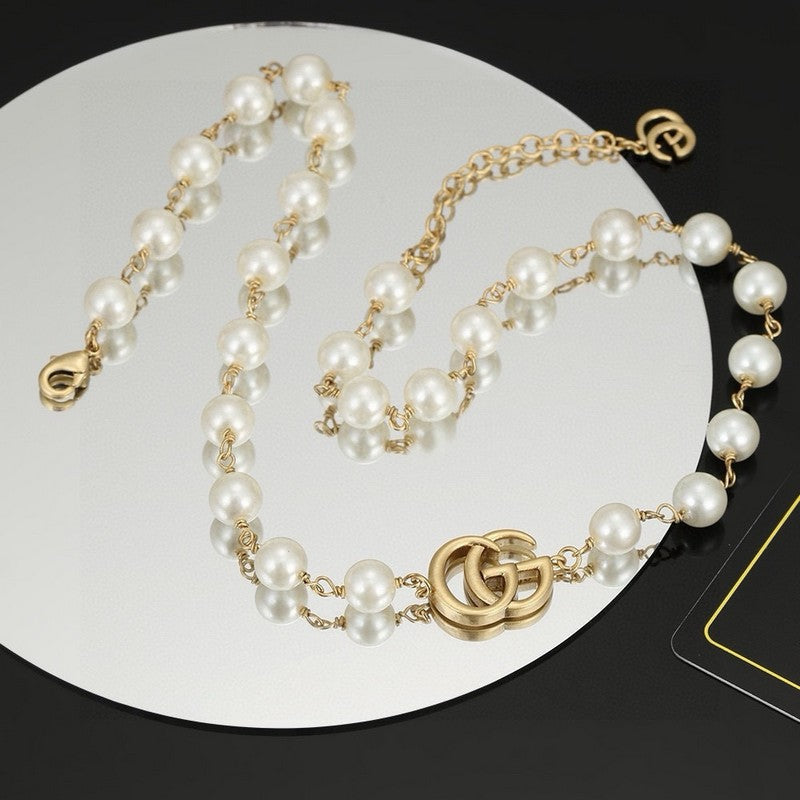 Gucci Double Pearl 18K Gold Necklace