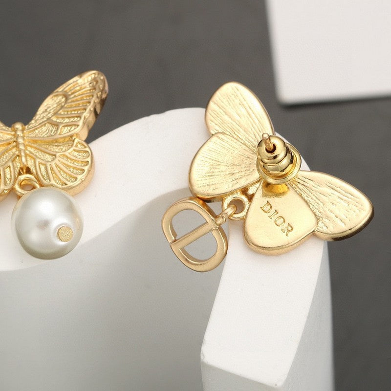 Dior Butterfly 18K Gold Earrings