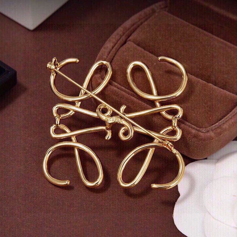 LOEWE Anagram Gold 18K Gold Brooch