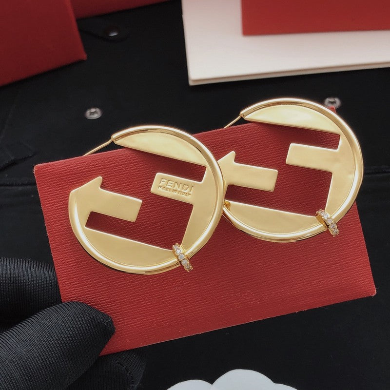 Fendi Big Round 18K Gold Earrings
