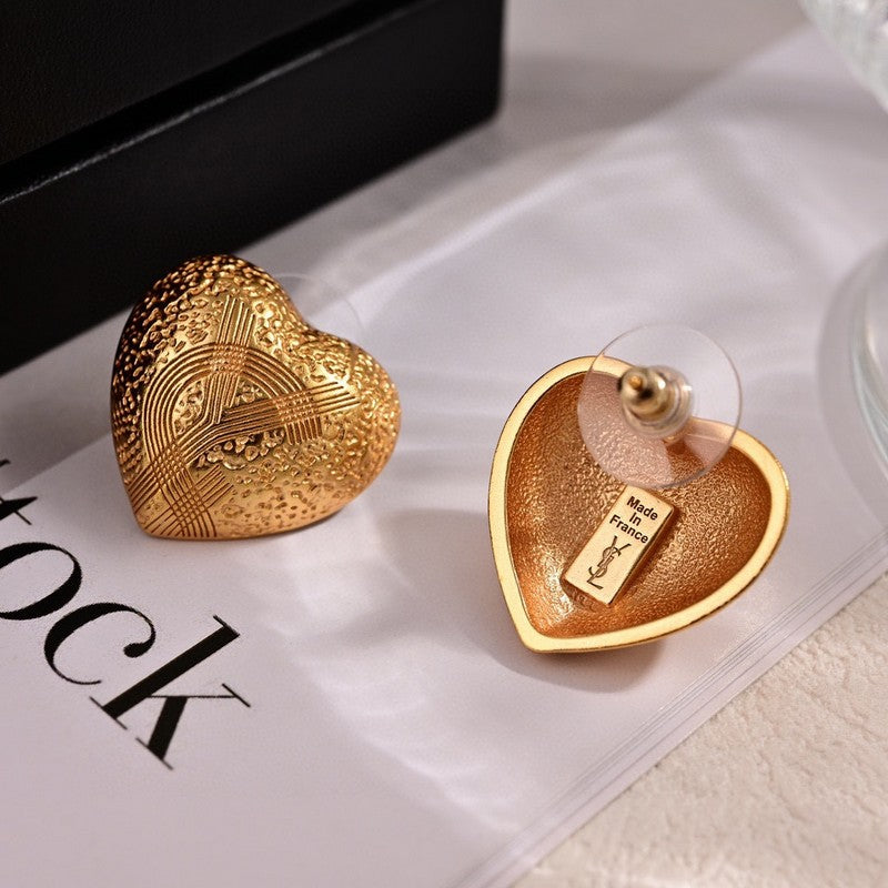 YSL Heart 18K Gold Earrings