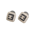 Chanel Diamond Square Black 18K Gold Earrings