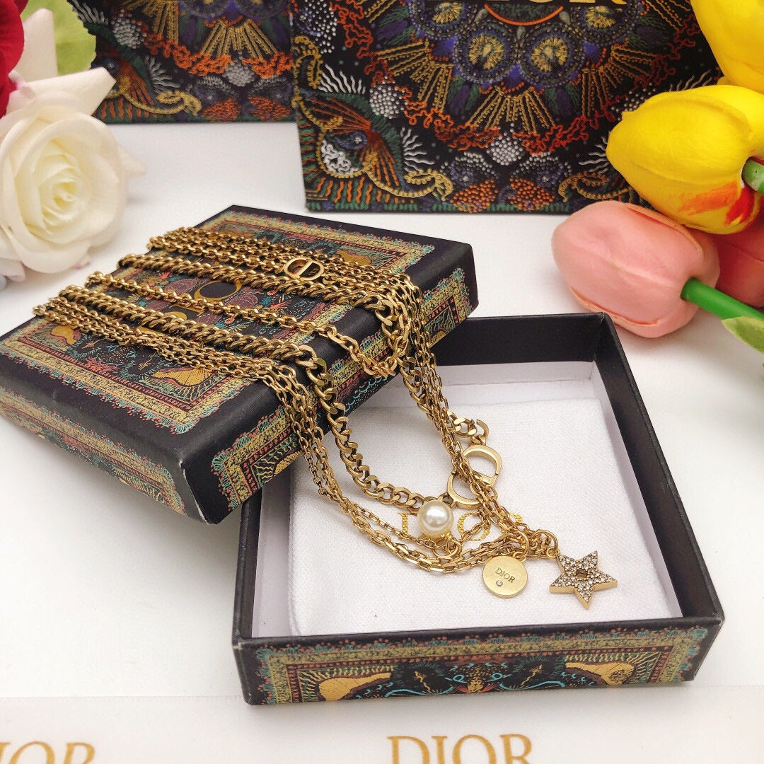 Dior Multi Layer 18K Gold Necklace