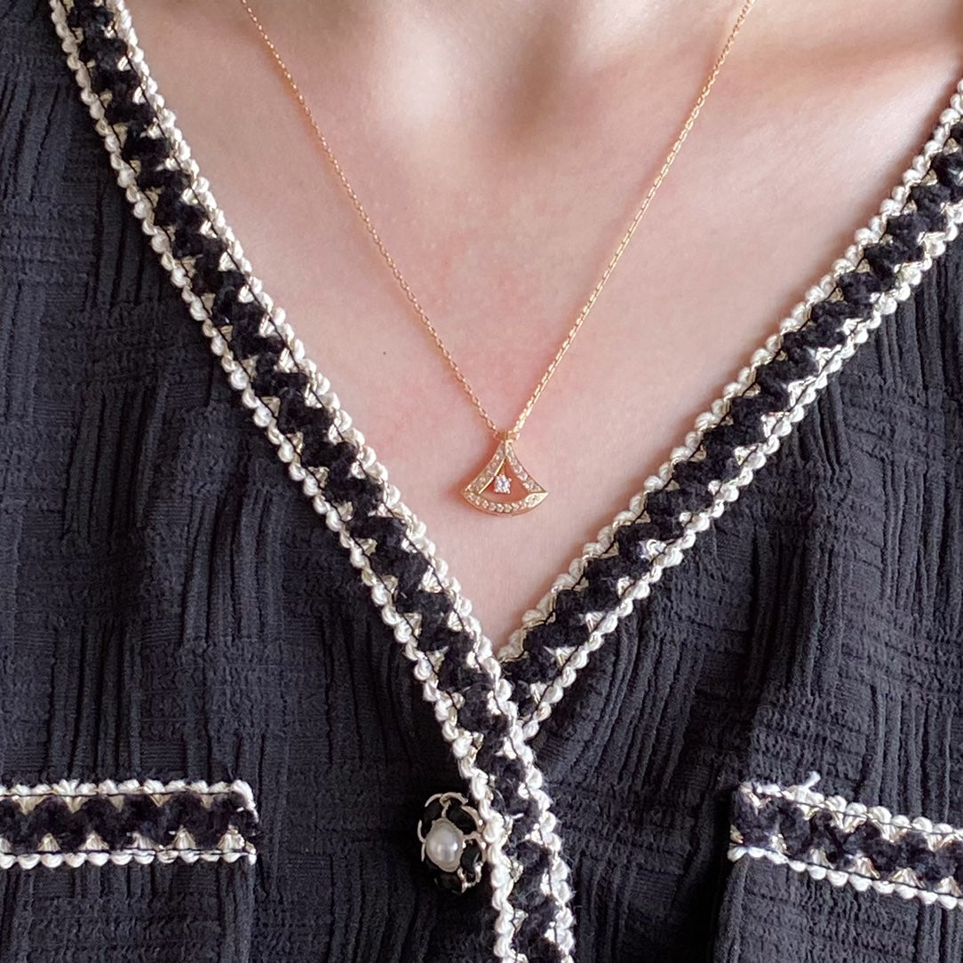 Bvlgari Dream Pave Diamond Openwork 18K Gold Necklace