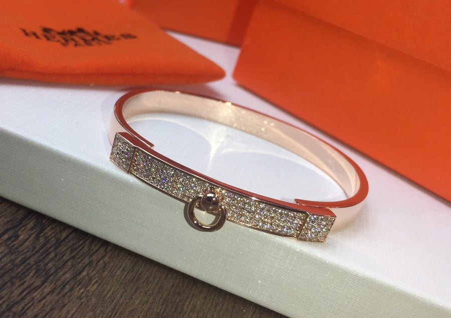 Hermes Collier De Chien Diamond 18K Gold Bracelet