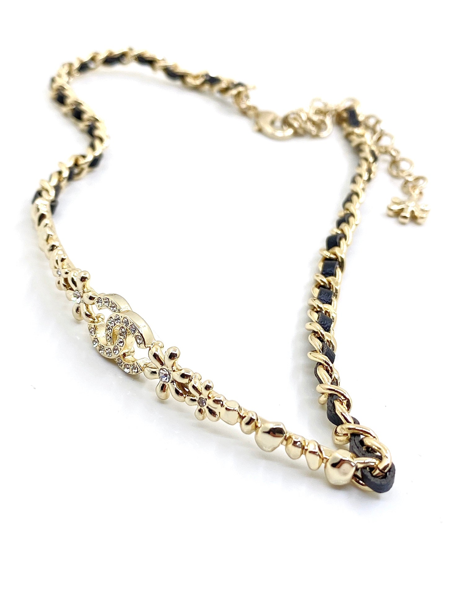 Chanel Leather Choker 18K Gold Necklace
