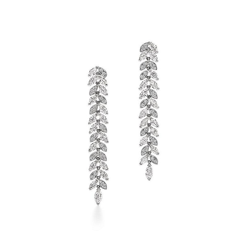 Tiffany Victoria Diamond Vine Drop 18K Gold Earrings